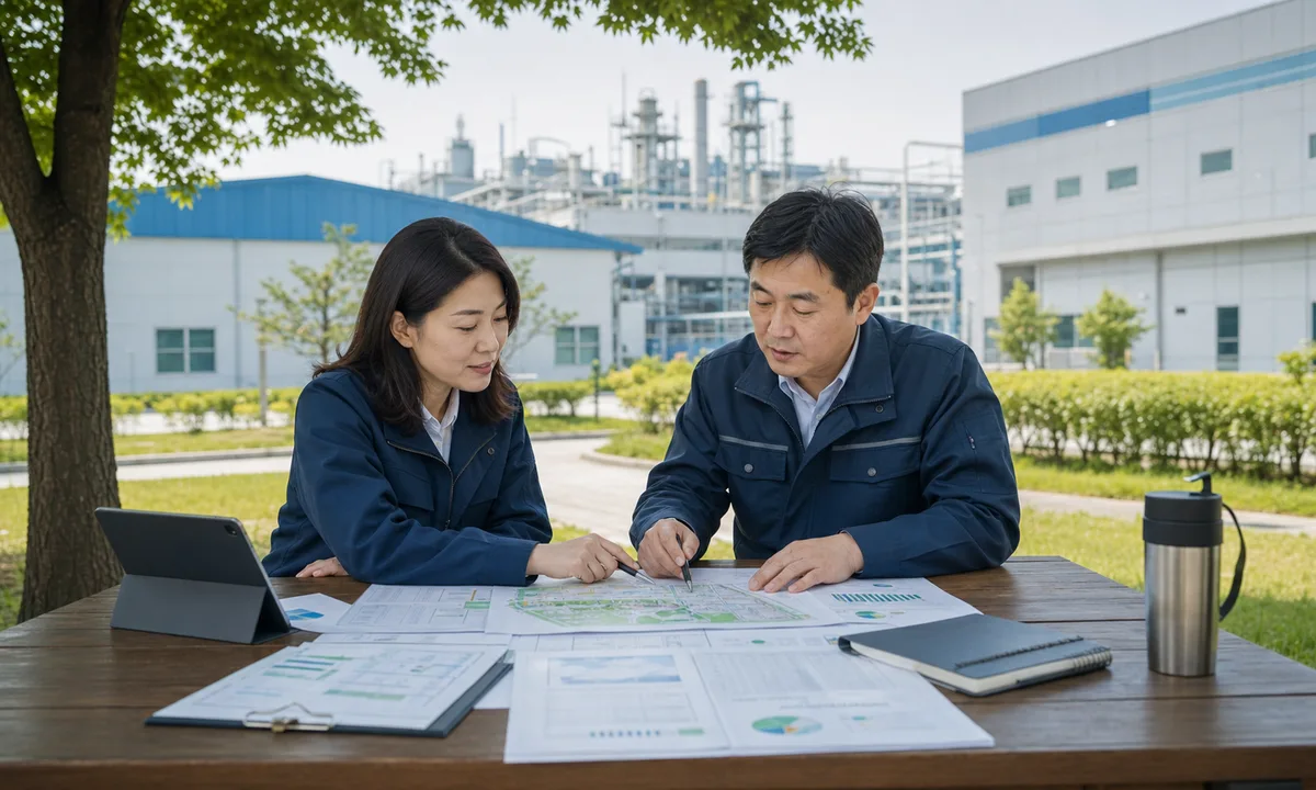 ISO 14001:2026 전환 준비자료를 검토하는 환경경영 담당자
