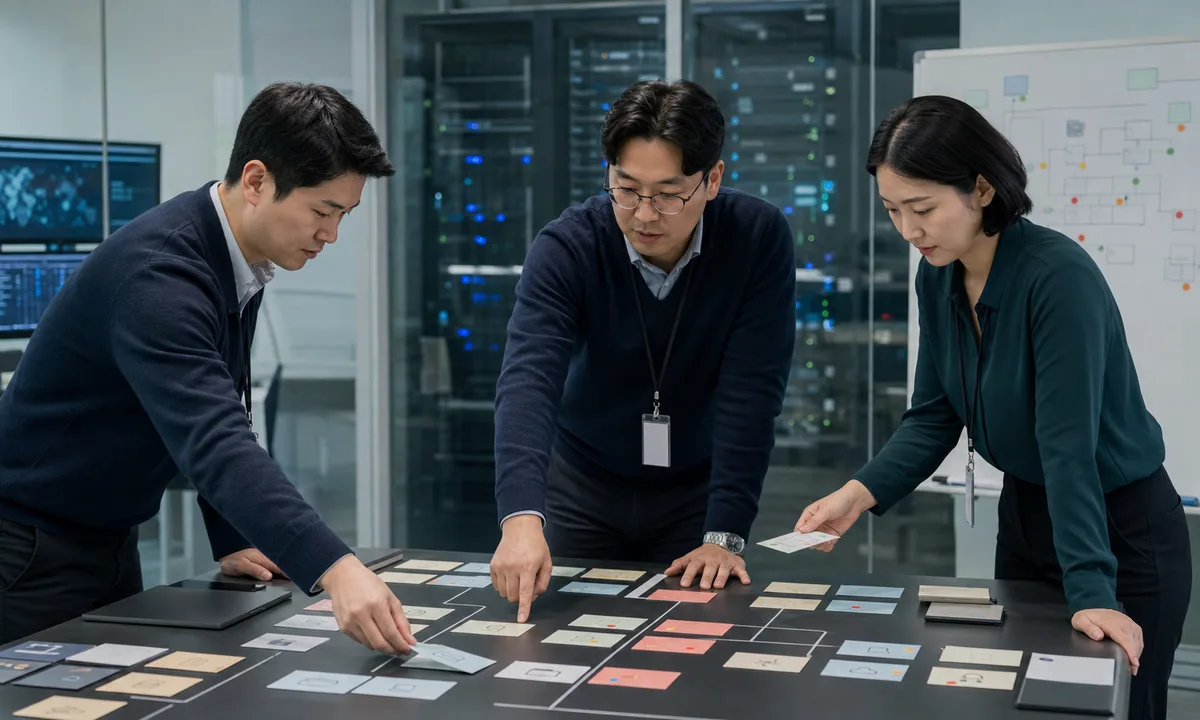 ISO 27001 준비 전 정보자산과 위험을 분류하는 보안 담당자