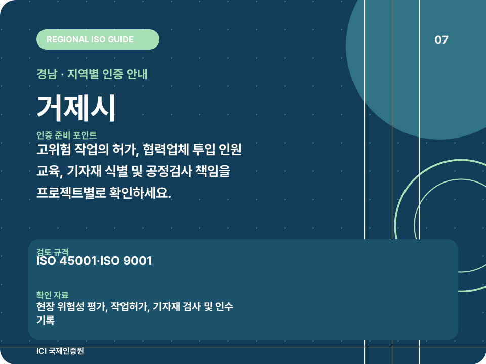 거제시 ISO 인증 준비 포인트 카드