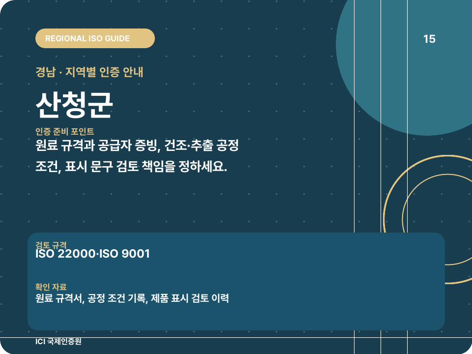 산청군 ISO 인증 준비 포인트 카드